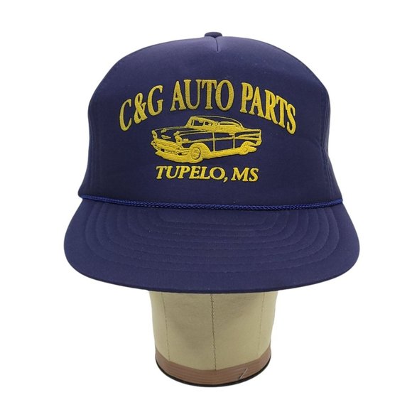 Vintage Nissin Snapback Foam Trucker Cap Hat C&G Auto Parts Tupelo MS Blue - Picture 6 of 11